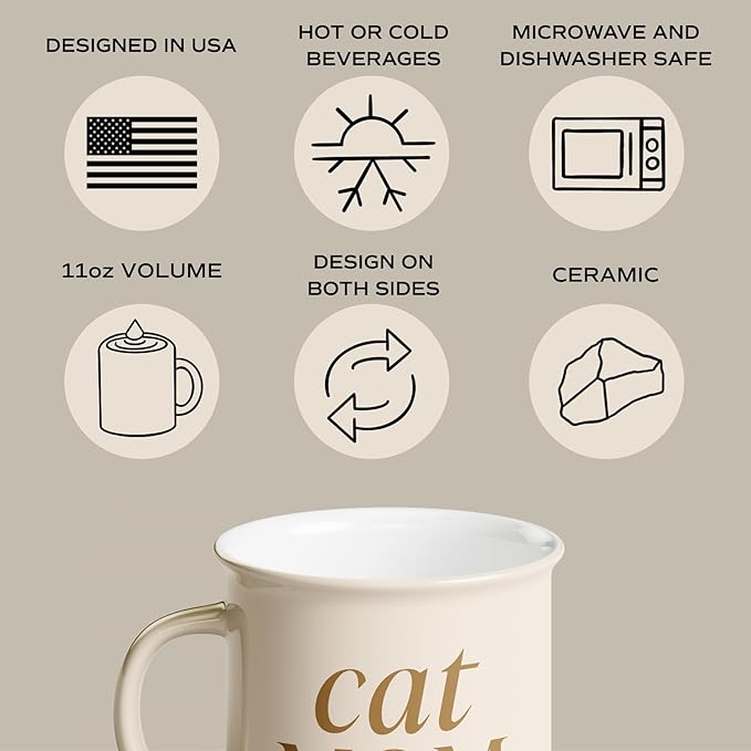 Sweet Water Decor Cat Mom Coffee Mug - 11oz Ceramic Campfire Style Coffee Cup - Dishwasher and Microwave Safe Mug for Cat Lovers - Cute Gifts for Cat Owners