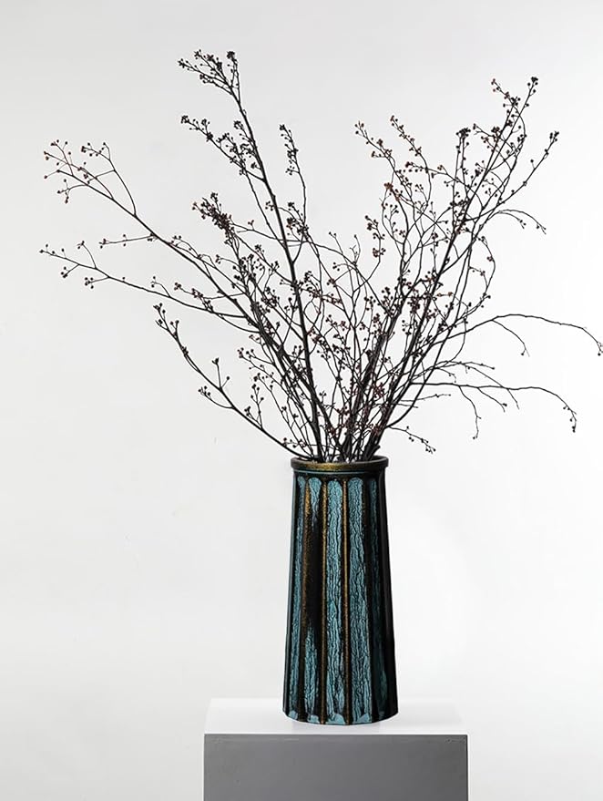 Bronze Vintage Vase, 10 Inches Antique Glass Vase Rustic European Unique Chic Style for Tabletop, Kitchen, Office, Living Room Decoration