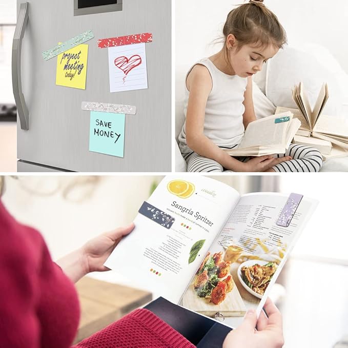 UpUDo 12 Pack Magnetic Bookmark, Book Marker Clip for Teachers, Students, Book Lovers, Printing on 2 Side