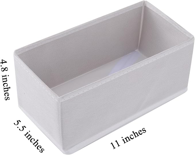 Socks Drawer Organizer Set of 3 Pack Raw White, Underwear Dividers, Closet Cabinet Dresser Wardrobe Storage Boxes for Panties Stockings Leggings