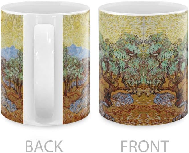 MUGBREW Classic Art Olive Trees With Yellow Sky And Sun Vincent Van Gogh Ceramic Coffee Mug Tea Cup, 11 OZ