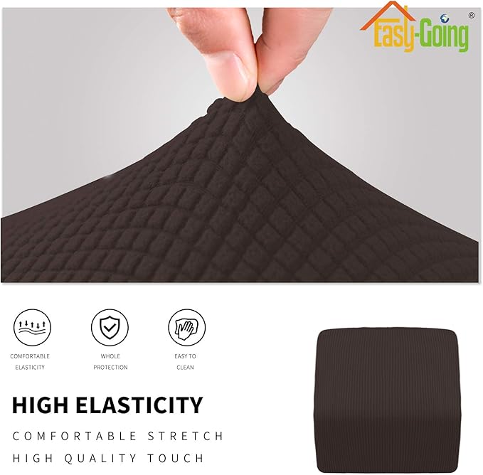 Easy-Going Stretch Ottoman Cover Folding Storage Stool Furniture Protector Soft slipcover with Elastic Bottom (X-Small,Chocolate)