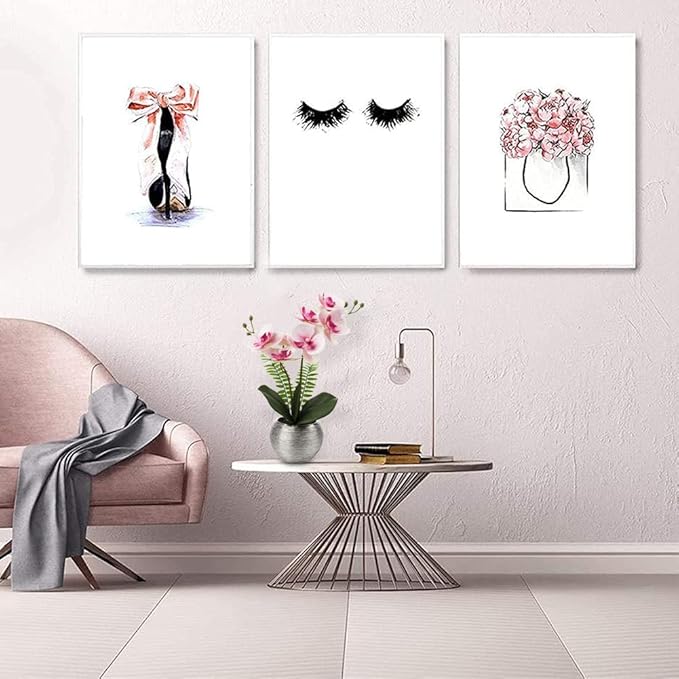 Briful Fake Orchid Fake Flowers 13'' Pink Orchids Artificial Flowers with Silver Ceramic Vase Faux Orchid for Home Office Decor Indoor