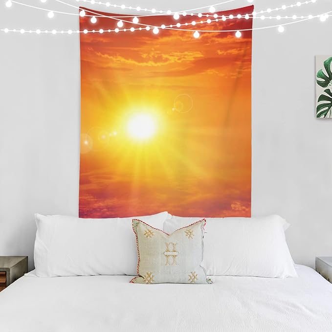 BaoNews Orange Nature Sunset Sunrise Tapestry, Large Wall Hanging Polyester Tablecloths Tapestry Bedroom Room Living Room Dorm 59.1 x 51.2 Inches