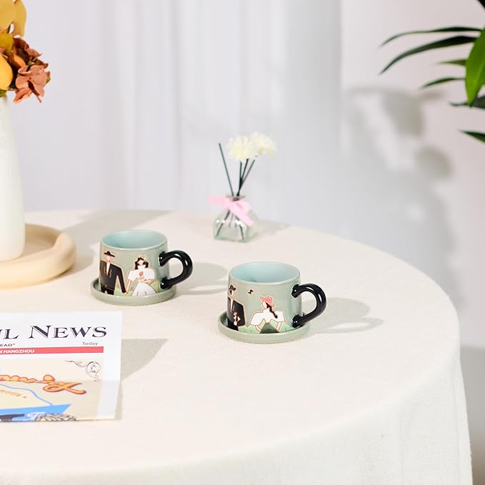 Couple Coffee Mug Set Engagement gift Wedding Gifts for Bride and Groom Wedding Gifts for Couple Bridal shower gifts Handmade Ceramic Coffee Mugs Sets of 2