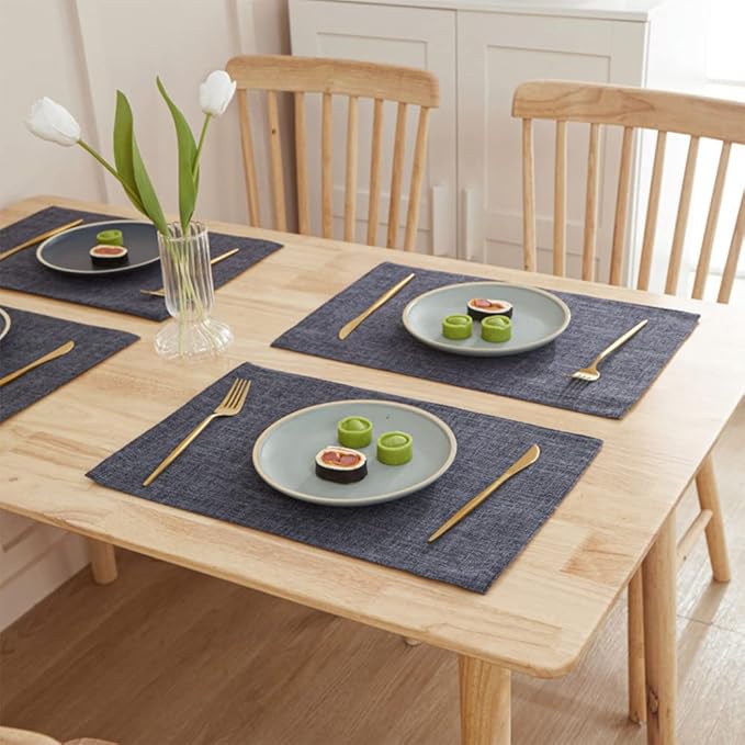 Weabetfu Cloth Placemats Set of 4 Heat Resistant Dining Table Placemmats Cotton Linen Machine Washable Kitchen Table Mats Wrinkle Free Thick Fabric Place Mats,Easy to Clean,13×19inch