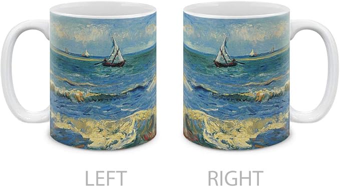 MUGBREW Classic Art Seascape Near Les Saintes Maries De La Mer Vincent Van Gogh Ceramic Coffee Mug Tea Cup, 11 OZ