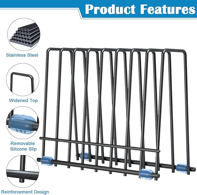 Reusable Storage Bags Rack, Stainless Stand for Reusable Storage Bags, Drying Rack Holder for Reusable Bags, Books, Makeup Brush (Black)