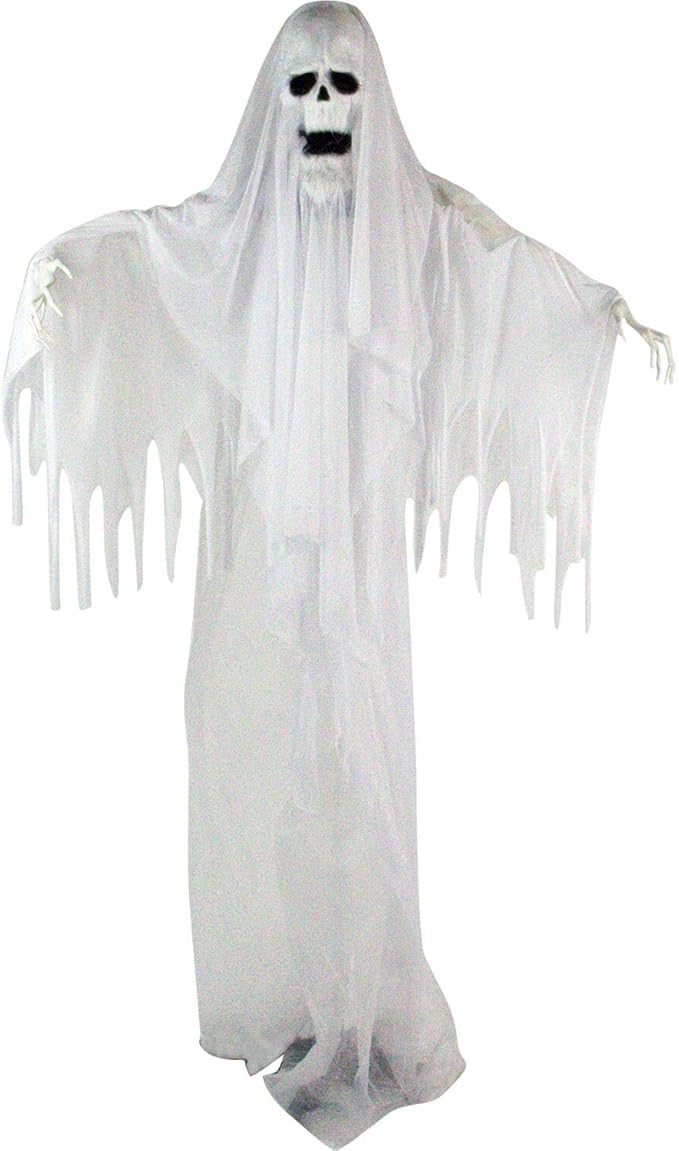 Haunted Hill Farm Life-Size Scary Talking Ghost Animatronic with Touch Activated Lights and Sound, Battery Operated Indoor or Covered Outdoor Decoration, Creepy Halloween Prop