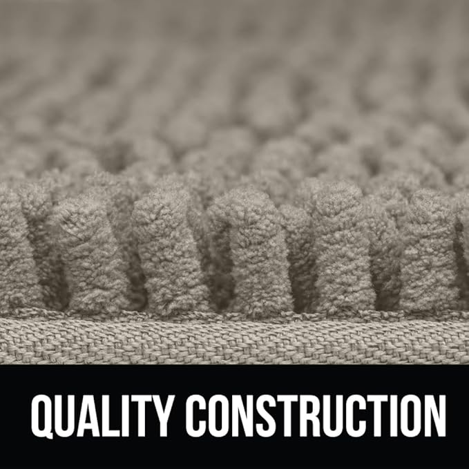 KANGAROO Bathroom Rugs, Chenille Soft Absorbent Bath Rug, Shaggy Shower Mat, Quick Dry Machine Wash Bathmat, Plush Carpet Mats for Tub, Bathtub and Room Home Decor Accessories, 60x24, Beige