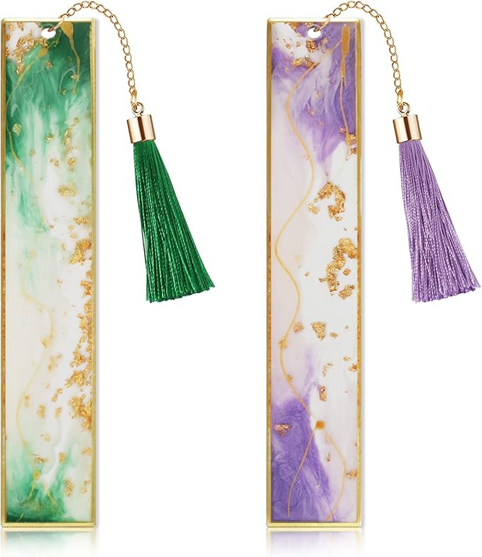 Bookmarks for Women, Kaluofan 2PCS Book Marks for Book for Women, Durable Handmade Resin Bookmarks, Perfect Gift for Mothers Teachers Students and Book Lovers on Mother's Day Teachers'Day Christmas