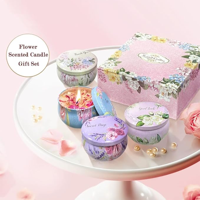 Naimo 4 Pack Scented Candles Long Lasting Soy Wax Aromatherapy Candle for Home Bath Yoga Birthday Gift Set Women Present
