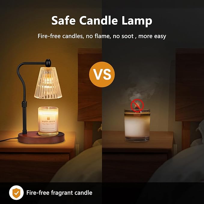 Candle Warmer Lamp, with Timer and Dimmer, Adjustable Height, Mothers Day Gifts for Mom,Birthday Gifts for Women, Wax Melt Warmer for Scented Jar Candles, Home Decor (Brown)