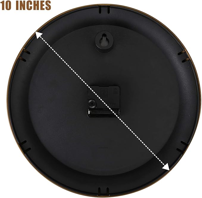 Plumeet Small Metal Wall Clock, 10'' Non Ticking Classic Retro Silent Iron Clocks Decorative Kitchen Living Room Bedroom, Roman Numerals, Battery Operated