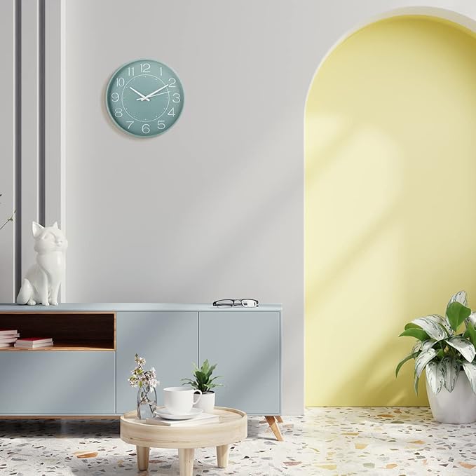 HZDHCLH 10 inch Small Wall Clock, Battery Operated, Silent, Mint Green, Modern Quartz Wall Clock for Living Room, Bedroom, Kitchen, Office, School Classroom Decor