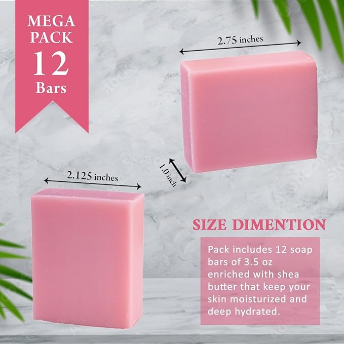 Garden Rose Scented Natural Soap Bars (5 Bars), 3.5oz Moisturizing French Triple Milled Soap Bars Enriched with Shea Butter - Pure Plant Oil Bath & Body