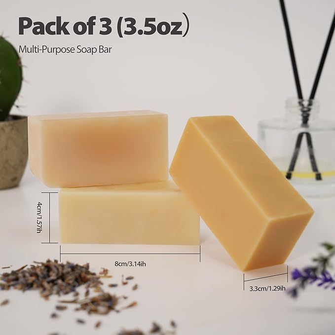 3 PC Clean Bar Soap with Vitamin E Olive Natural Essential Soap Bar Gift Set for Body Face Smooth Skin Bath Soap for All Skin Types Roman Chamomile,Frankincense ,Lemongrass Soap Handmade 3.5 Oz Each