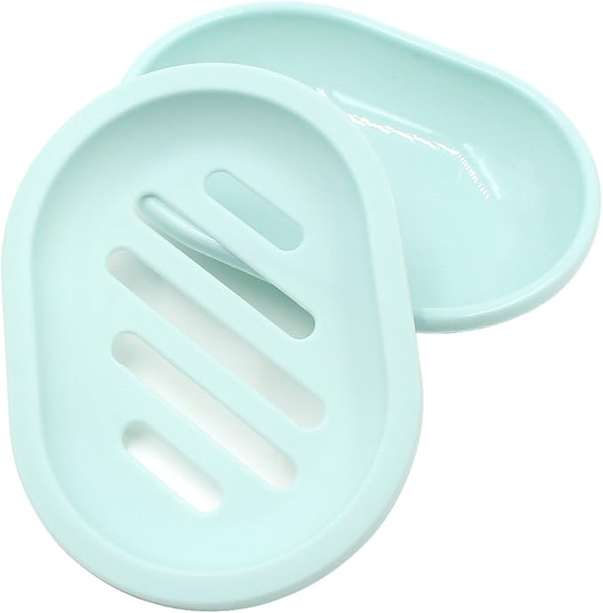Topsky 2-Pack Soap Dish with Drain, Soap Holder, Soap Saver, Easy Cleaning, Dry, Stop Mushy Soap (Green)