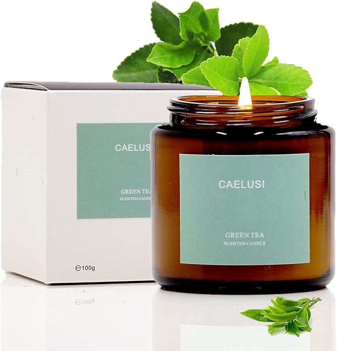 Candles for Home Scented Aromatherapy Candles Natural Soy Wax Candles Gifts for Women/Men Premium Candle with Essential Oils Long Lasting Amber Jar Candles(Vanilla Green Tea 1 Jar 8.5 oz)
