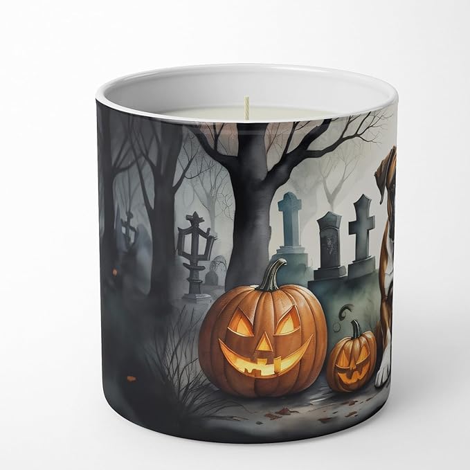 Caroline's Treasures DAC2026CDL Boxer Spooky Halloween Decorative Soy Candle Nature Soy Wax Essential Oil Home Decor Ideal for Bedroom Kitchen Bath Office Gift, 10 oz