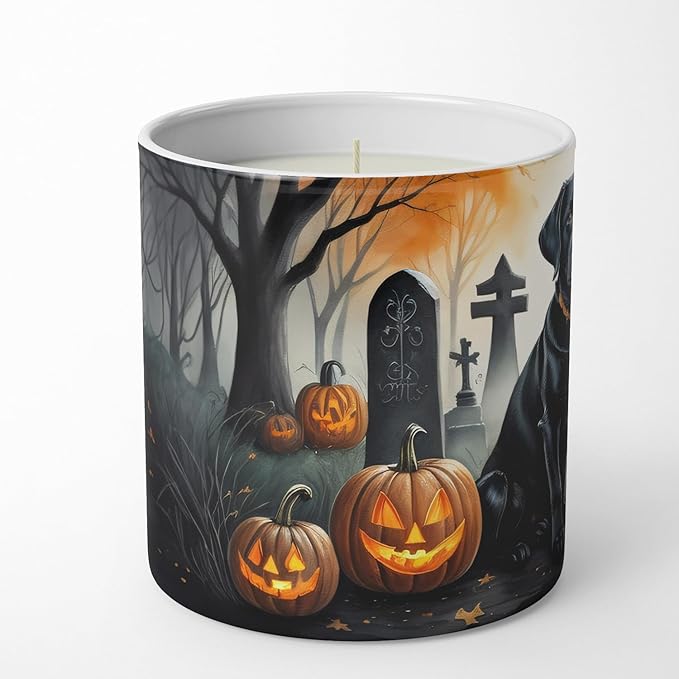 Caroline's Treasures DAC2015CDL Black Labrador Retriever Spooky Halloween Decorative Soy Candle Nature Soy Wax Essential Oil Home Decor Ideal for Bedroom Kitchen Bath Office Gift, 10 oz