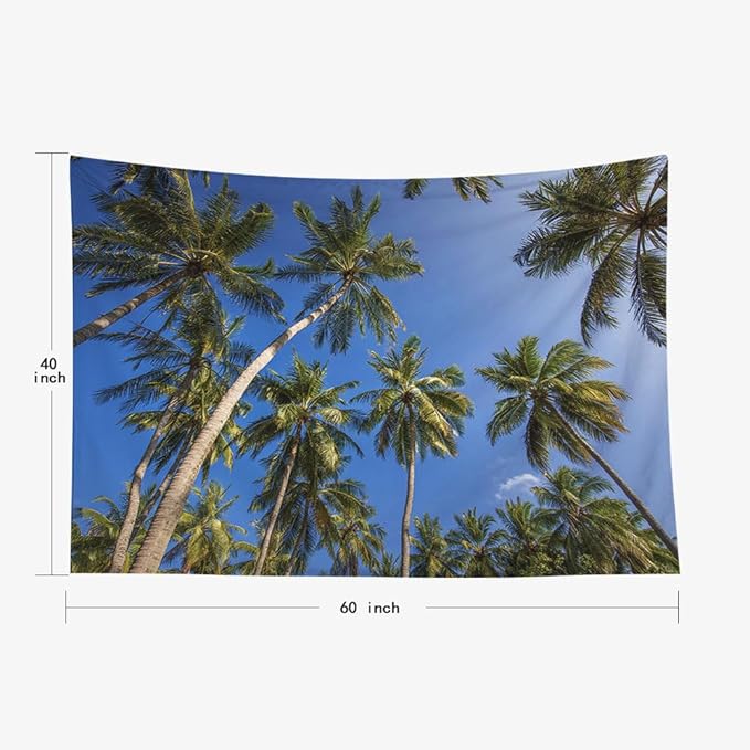 EMMTEEY Tree Tapestry Wall Art Small 60X40 Inch-Coconut Palm Tree Tropical Summer Durable Wall Decor for Living Room