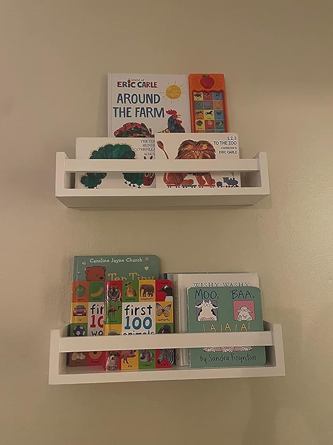 Gneric Floating Shelves for Wall, White Nursery Book Shelves, 15.7 inch Kids Bookshelf, Wall Shelves for Living Room Bedroom Decor,Kitchen Spice Rack,Bathroom Storage Rack(2 Pack)