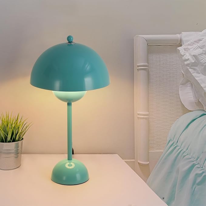 COSYLUX Modern Small Table Lamp for Bedroom, Cute Dome Shade Reflecting Light Reading Lamp for Living Room, Kid's Room, Study, Office, Beside Bedside Nightstand Desk Lamp(Light Green)