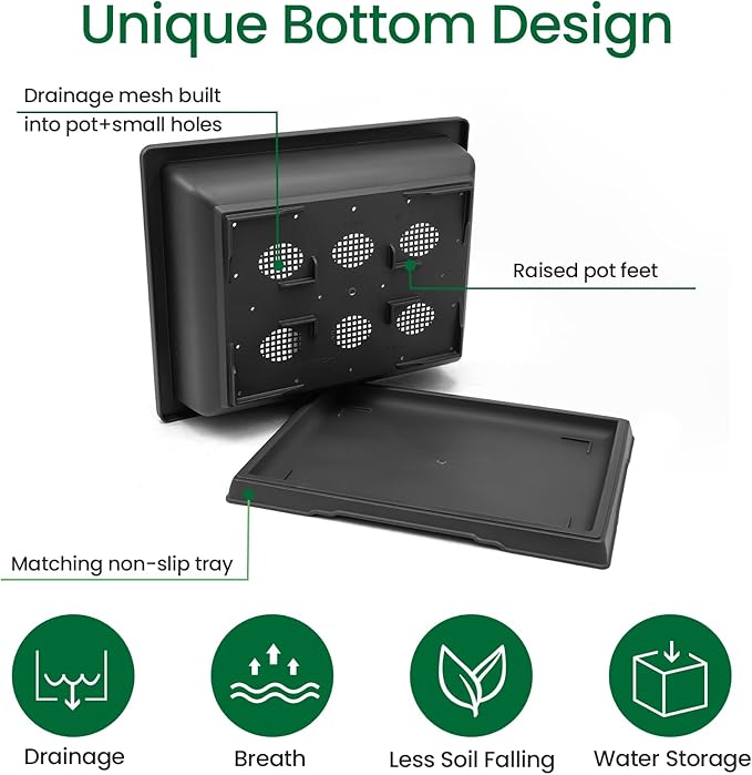 GROWNEER 3Pcs 18 Inch Bonsai Training Pots Large Bonsai Tree Starter Pot Kits with Drainage Humidity Trays & Repotting Mat, Flower Growing Planter Set for Garden Indoor Outdoor