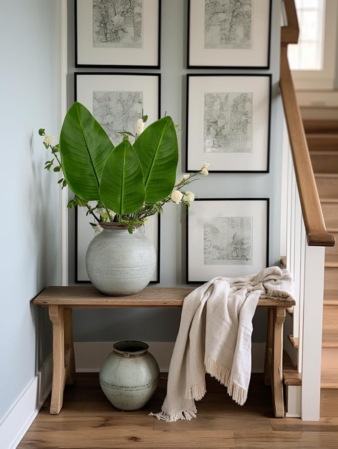 DILATATA 3 Pack Artificial Bird of Paradise Leaves with Long Stem for Vase - Fake Tropical Plants Palm Leaves Realistic Banana Leaves for Home Wedding Party Decor