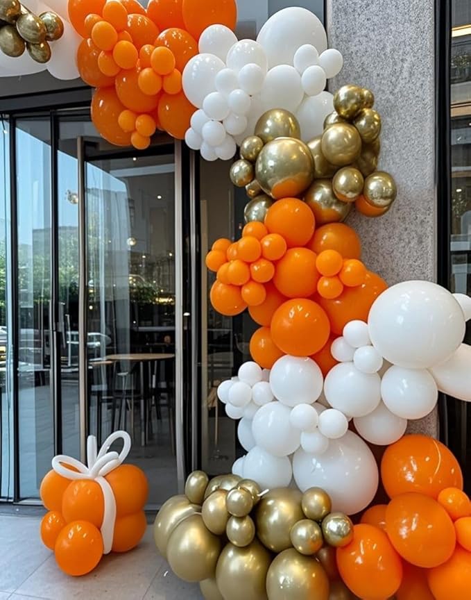 Orange Balloons 145pcs Different Sizes 18 12 10 5 Inch Arch Kit Garland for Thanksgiving Halloween Baby Shower Birthday Party Decorations