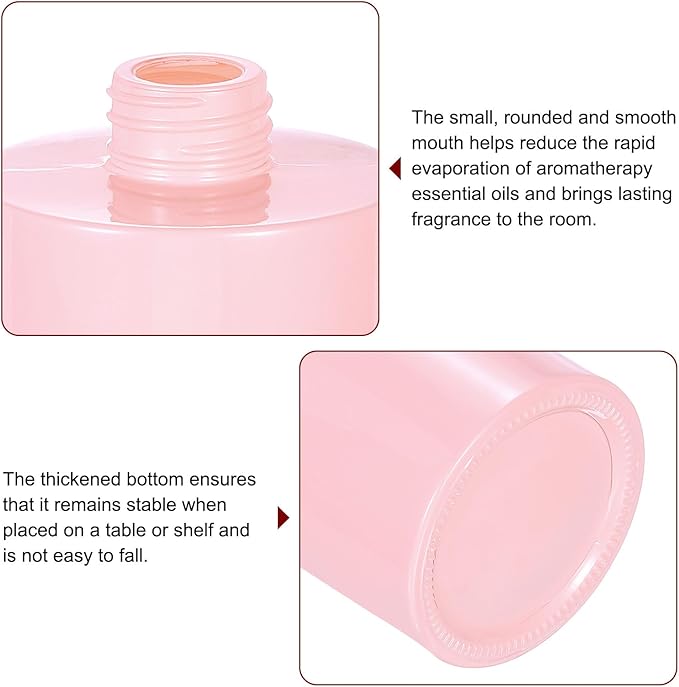 HARFINGTON Empty Glass Diffuser Bottle 140ml/4.7oz Refillable Fragrance Accessories Aromatherapy Jar Container for Replacement Reed Diffuser DIY Home Bathroom Pink with Silver Tone Cap
