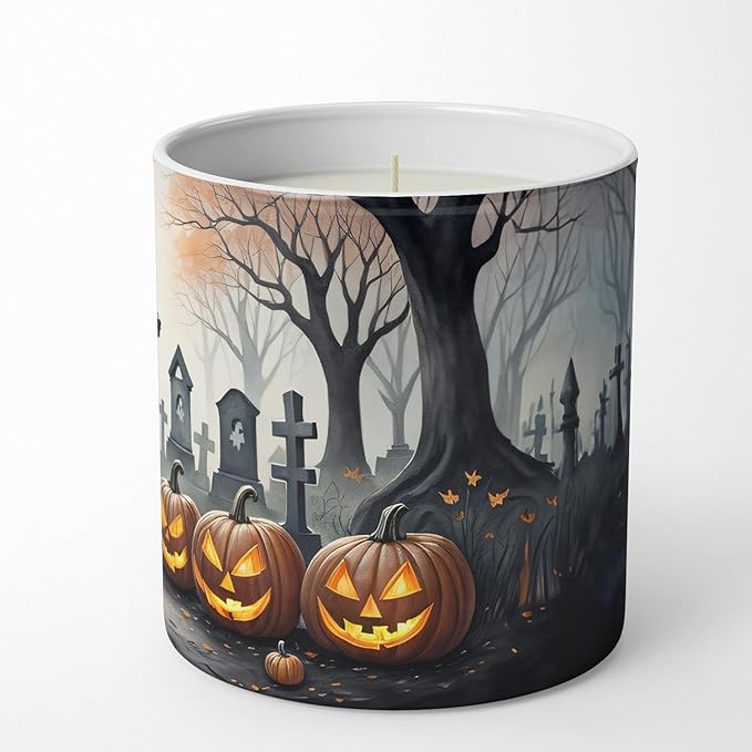 Caroline's Treasures DAC2038CDL Doberman Pinscher Spooky Halloween Decorative Soy Candle Nature Soy Wax Essential Oil Home Decor Ideal for Bedroom Kitchen Bath Office Gift, 10 oz