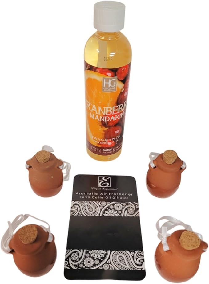 Hosley Set of 4 Terracotta Diffuser Bottles, 2.17 Inch High, Brown, Ideal for Essential Oils, Aromatherapy, Spa, Meditation