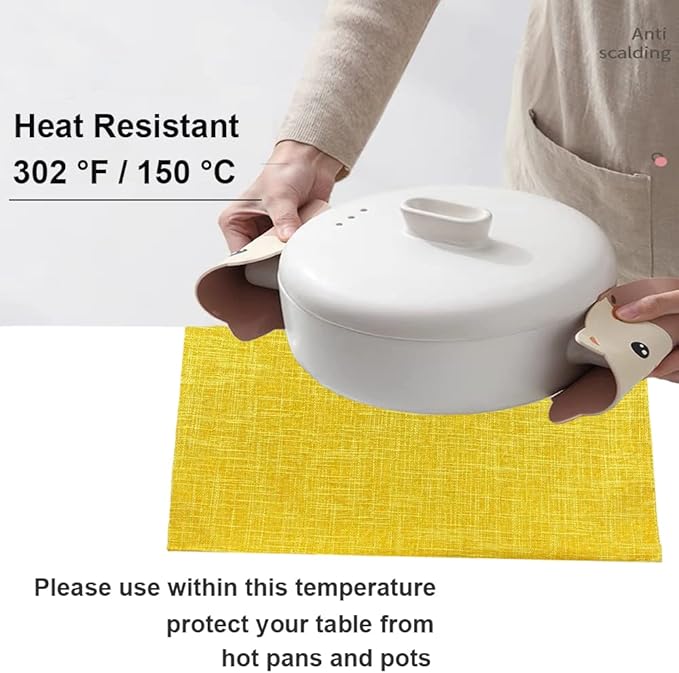 Weabetfu Cloth Placemats Set of 4 Heat Resistant Dining Table Placemmats Cotton Linen Machine Washable Kitchen Table Mats Wrinkle Free Thick Fabric Place Mat,Easy to Clean,13"x19"