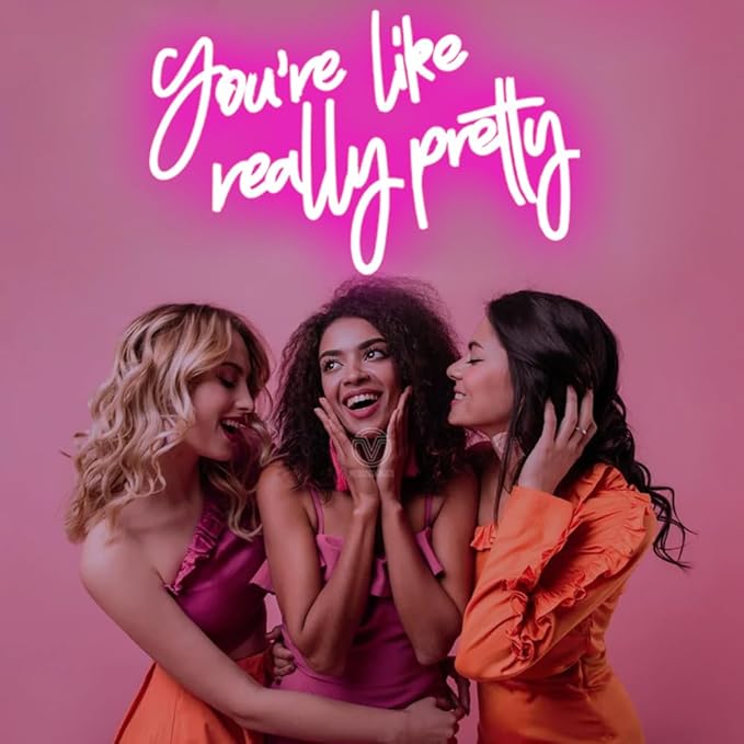 You Are Like Really Pretty Neon Sign Pink Room Decor LED Neon Signs Wall Decor For Bedroom Bachelorette Party Teen Girls Room With Dimmable Switch USB Power(16.9 * 10.6inches)
