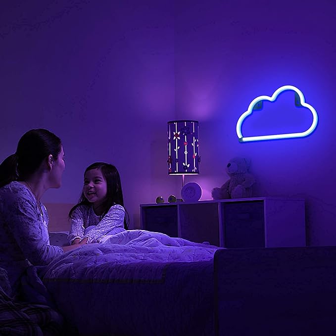 Lumoonosity Cloud Neon Sign, USB Powered Blue Cloud Neon Light with On/Off Switch, Cloud Led Sign for Wall Decor, Aesthetic Hanging Neon Signs, Neon Lights for Bedroom, Living Room, Gaming Room Setup