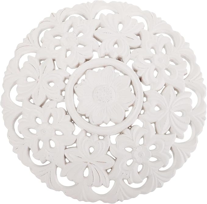 ARTIBETTER Wood Carving Decals Wall Art for Living Room Mandala Wood Wall Art Medallion Wall Panel Medallion Wall Decor Round Table Top Decor Wall Art Adorn Art Supplies Wooden Wall-mounted