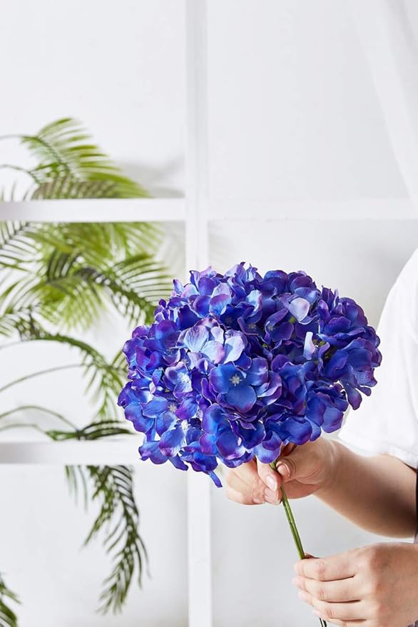 Artificial Hydrangea Flower 10 Heads Lavender Hydrangea Silk Flowers Head for Wedding Centerpieces Bouquets DIY Floral Decor Home Decoration with Long Stems