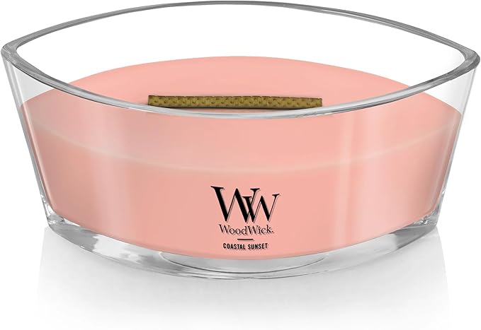 WoodWick Coastal Sunset Scented Ellipse Candle, Crackles as it burns, Up to 50 hrs burn time, Perfect for gifting, 16oz