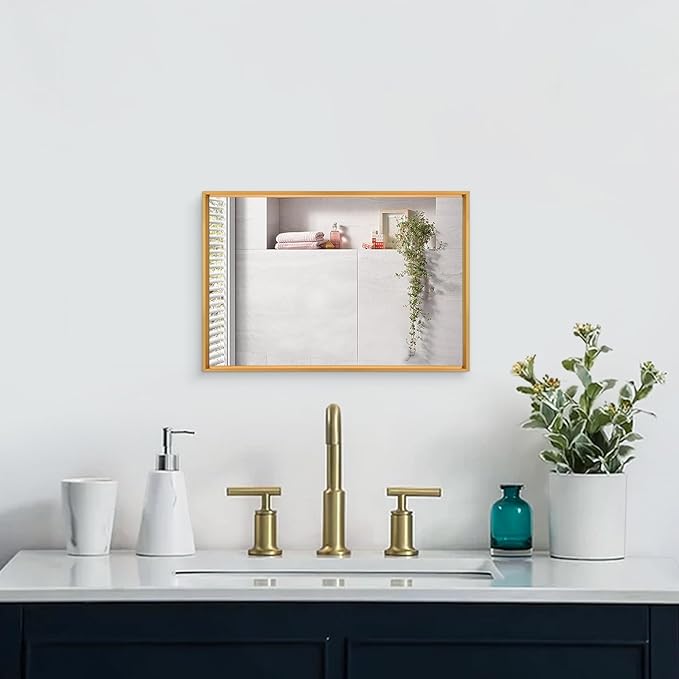 AAZZKANG Gold Framed Mirror Rectangular Wall Mirrors with Metal Frame Decorative for Bathroom Bedroom Living Room Home Entryway Hanging