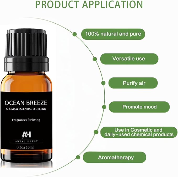 Ocean Breeze Hotel Diffuser Oil 10ml – Inspired by Ritz Carlton – Jasmine, Bergamot & Marine – Hotel Scents for Home Diffuser – Luxury Essential Oil Refill for Room, Office & Aromatherapy