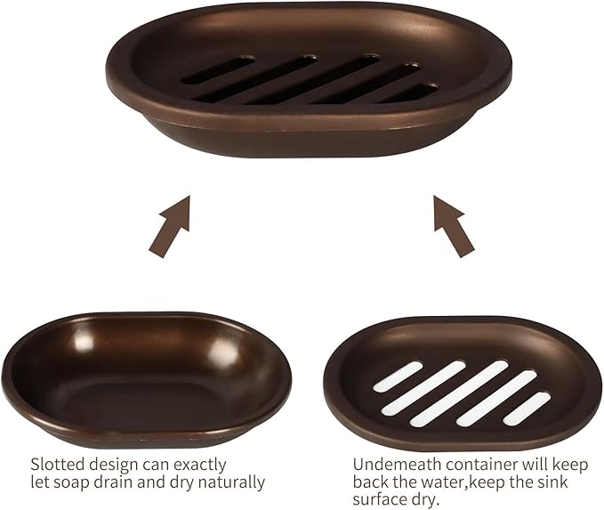 TOPSKY 4 Pcs Soap Dish for Shower, Soap Dishes Soap Savers for Bar Soap, Soap Bar Holder Shower with Drip Tray, Plastic Double Layer Draining Soap Box for Bathroom - Bronze