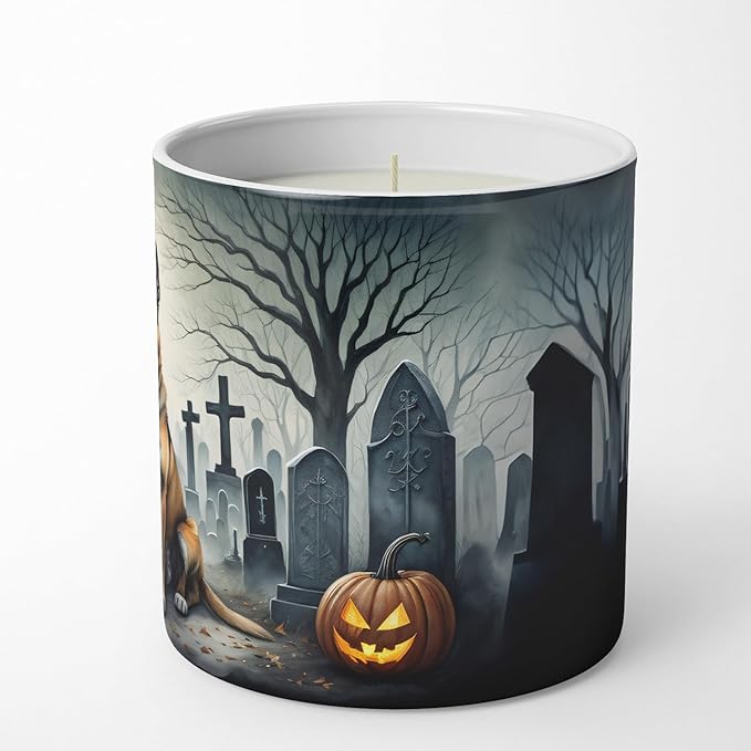 Caroline's Treasures DAC2013CDL Belgian Malinois Spooky Halloween Decorative Soy Candle Nature Soy Wax Essential Oil Home Decor Ideal for Bedroom Kitchen Bath Office Gift, 10 oz