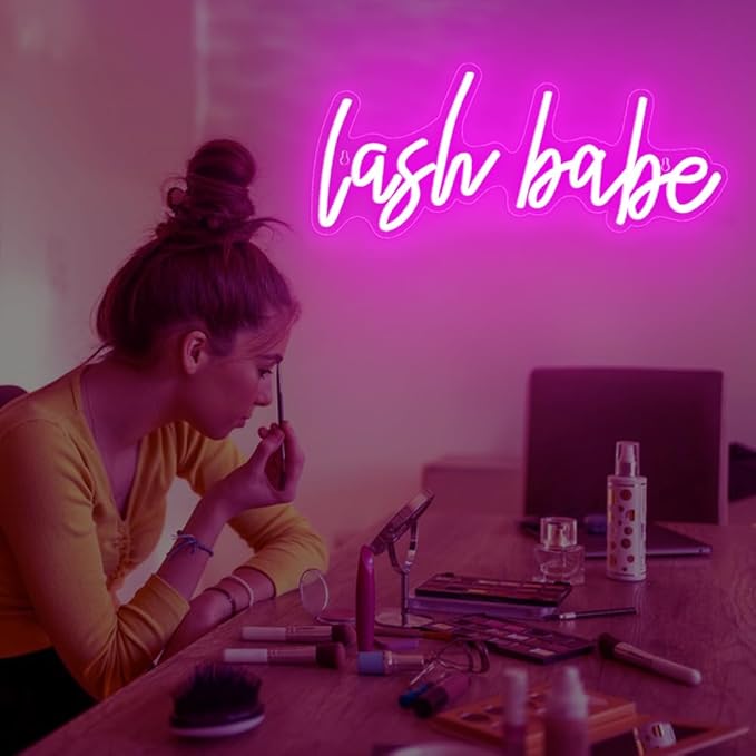 Lash Babe Neon Sign for Wall Decor, Beautiful Pink Lashes Baby Neon Sign for Lash Room Decor, LED Light Sign for Lash Salon, Beauty Room, Nails Hair Bar, Gift for Girls