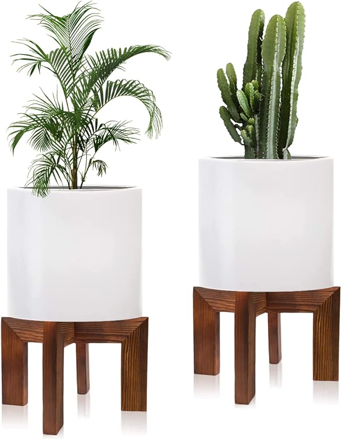 2 Pack Wood Plant Stand Indoor Holders for Plants, Sturdy Flower Pot Stands Plants Shelf, Wooden Stool for Patio Plant Stand, Fit 5-18 Inch Variety Flower Pots, Easily Assemble