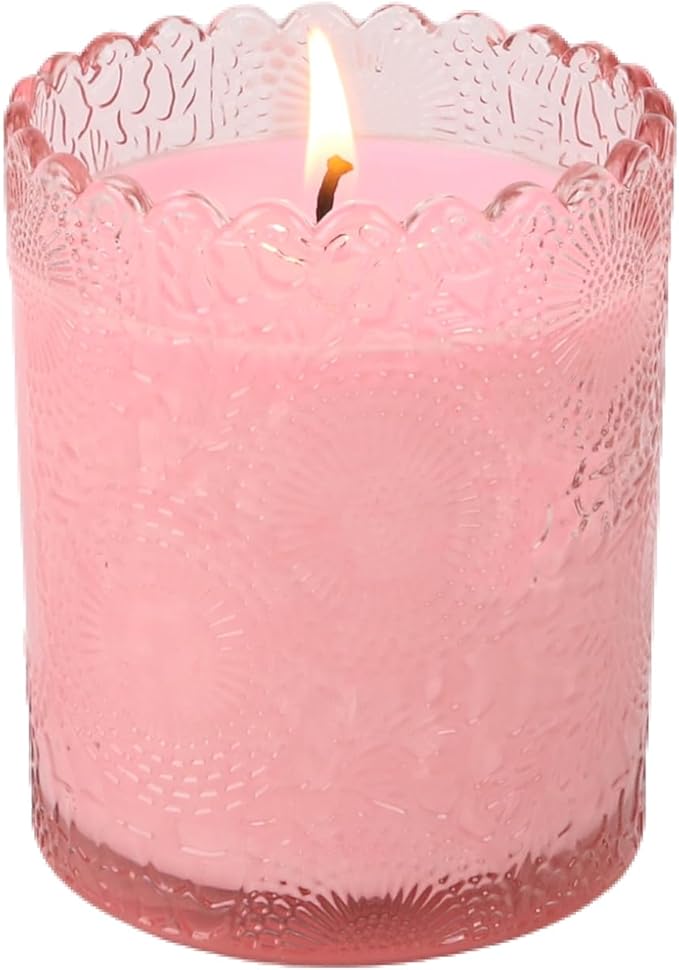 Scented Candles Natural Soy Candle for Home Large Glass Jar Candles 8oz Single Wick Candle Over 50 Hours of Burn Time for Creating Relaxing Ambience & Holiday Gifting(Juicy peach)