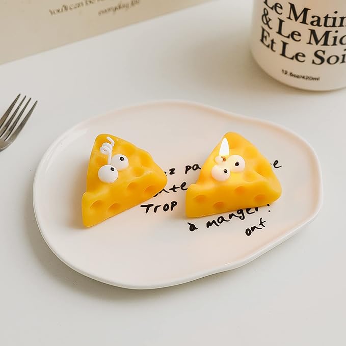 Cute Cheese Shaped Scented Candle,30G Aroma Soy Wax Decorative Candle for Table Photo Prop Birthday Gift,Prefect for Meditation Stress Relief Mood Boosting Bath