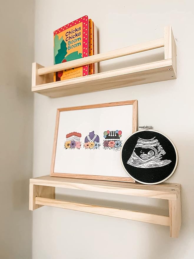Gneric Floating Shelves for Wall, Burlywood Nursery Book Shelves, 15.7 inch Kids Bookshelf, Wall Shelves for Living Room Bedroom Decor,Kitchen Spice Rack,Bathroom Storage Rack(2 Pack)