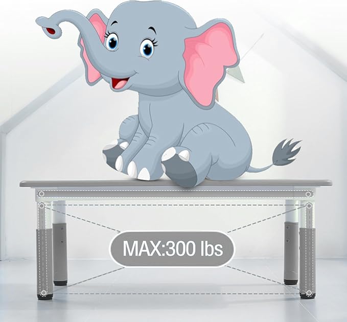 Kids Table and 6 Chair Set - Height Adjustable, Multifunctional Desk, Ergonomically Designed Chairs, Max 300lbs, for Ages 2-10, Classroom, Daycares, Home